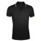 Рубашка поло мужская PASADENA MEN 200 с контрастной отделкой, черный/зеленый, размер XXL