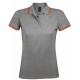 Рубашка поло женская PASADENA WOMEN 200 с контрастной отделкой, серый меланж/оранжевый, размер M