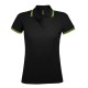 Рубашка поло женская PASADENA WOMEN 200 с контрастной отделкой, черный/зеленый, размер M