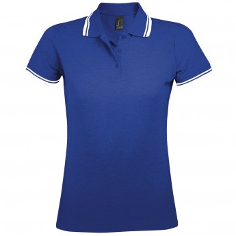 Купить Рубашка поло женская PASADENA WOMEN 200 с контрастной отделкой ярко-синяя с белым, размер L