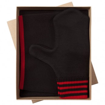 Купить Набор Best: шапка, шарф и варежки, черно-красный