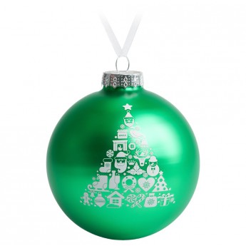 Купить Елочный шар «Новогодний коллаж», 10 см, зеленый с белым