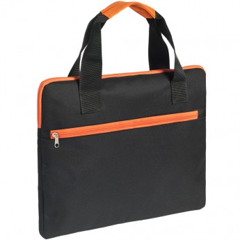 Купить Конференц-сумка Unit Сontour, черная с оранжевой отделкой