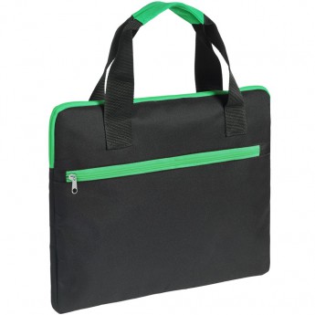 Купить Конференц-сумка Unit Сontour, черная с зеленой отделкой