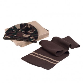 Купить Набор Storm, шарф и шапка, зелено-коричневый