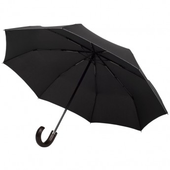 Купить Складной зонт Wood Classic с серой окантовкой, черный
