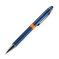 Шариковая ручка, Ocean, поворотный мех-м,алюминий, покрытие синий матовый, для лазерной гравировки, оранжевый