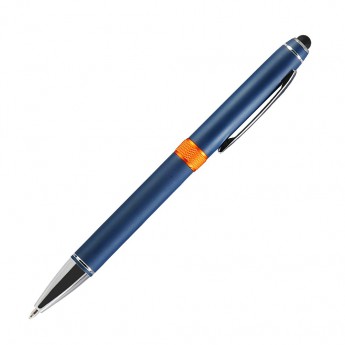 Купить Шариковая ручка, Ocean, поворотный мех-м,алюминий, покрытие синий матовый, для лазерной гравировки, оранжевый