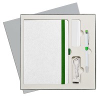 Подарочный набор Portobello/Arctic бело-зеленый (Ежедневник недат А5, Ручка, Power Bank)