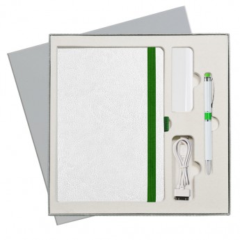 Купить Подарочный набор Portobello/Arctic бело-зеленый (Ежедневник недат А5, Ручка, Power Bank)