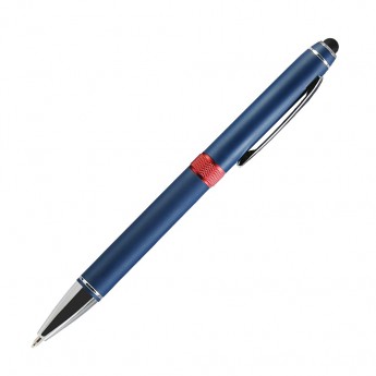 Купить Шариковая ручка, Ocean, поворотный мех-м,алюминий, покрытие синий матовый, для лазерной гравировки, красный