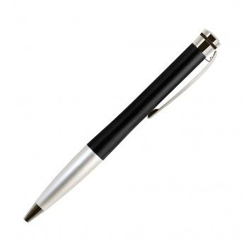 Купить Шариковая ручка, Megapolis, корпус- латунь, покрытие мат. черный лак, отделка - мат. серебро