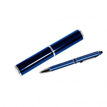 Купить Шариковая ручка, iP2, поворотный мех-м, синий матовый, отделка хром, силиконовый стилус, в тубусе
