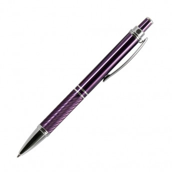 Купить Шариковая ручка, Crocus, корпус- алюминий,покрытие фиолетовый,отделка-гравировка, хром.детали,