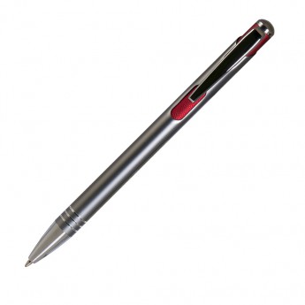 Купить Шариковая ручка, Bello, нажимной мех-м,корпус-алюминий,отд.-хром. гравир., серый/красный