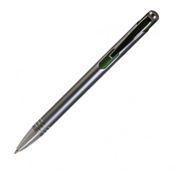 Купить Шариковая ручка, Bello, нажимной мех-м,корпус-алюминий,отд.-хром. гравир., серый/зеленый