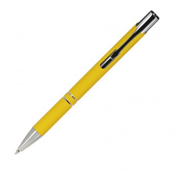 Купить Шариковая ручка, Alpha, нажимной мех-м,корпус-алюминий,отд.-хром,покрытие-soft touch, желтый, для лазерной гравировки