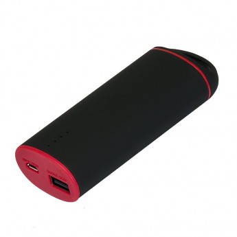 Купить Внешний аккумулятор, Travel Max PB, 4000 mAh, пластик, покрытие-soft touch, 92х46х23 мм, черный/красный, подарочная упаковка с блистером