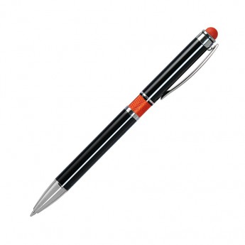 Купить Шариковая ручка, Aurora, нажимной мех-м,корпус-алюминий,черный лак/отд.-гравировка,оранж.кольцо
