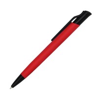 Шариковая ручка, Grunge, нажимной мех-м,корпус-алюминий, матовый, под зеркальную лазер.гравировку, отд.-детали с черным покрытием, красный