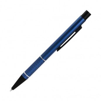 Купить Шариковая ручка, Etna, нажимной мех-м,корпус-алюминий,синий,матовый/отд-гравир-ка, хром.кольцо, детали с черным покрытием