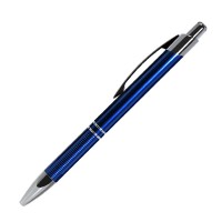 Шариковая ручка, Portobello PROMO, нажимной мех-м,корпус-алюминий, синий лак/отд.-серебр.хромирование