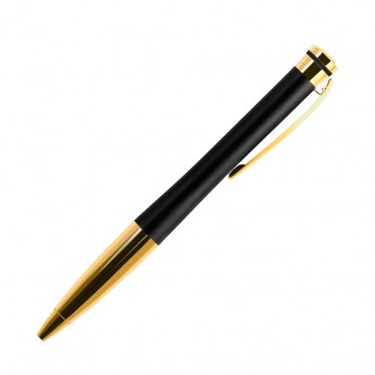 Купить Шариковая ручка, Megapolis, корпус- латунь, покрытие матовый черный лак, отделка - позолота