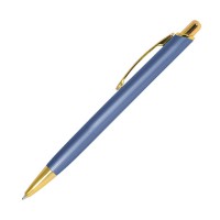 Шариковая ручка, Cardin, нажимной мех-м,корпус-алюминий, матовый, отд.-гравировка, лазурный/золото