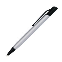 Шариковая ручка, Grunge, нажимной мех-м,корпус-алюминий, матовый, под зеркальную лазер.гравировку, отд.-детали с черным покрытием, серебряный