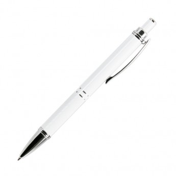 Купить Шариковая ручка, Crocus, корпус-алюминий, покрытие белый, отделка - гравировка, хром. детали