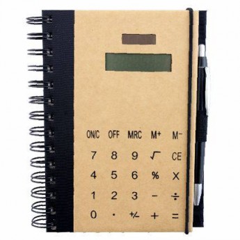 Купить Эко блокнот с калькулятором и ручкой, на резинке, блок белый в линейку 115 х 175 мм, 72 стр