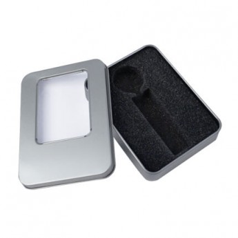 Купить Подарочная коробка для USB-Flash накопителя, металлическая с прозрачным окошком, серая