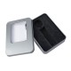 Подарочная коробка для USB-Flash накопителя, металлическая с прозрачным окошком, серая