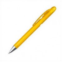 Ручка из пластика наконечник серебристый, полупрозрачный желтый корпус