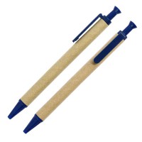 Шариковая ЭКО ручка из картона с пластиковой кнопкой, клипом и наконечником, цвет тёмно-синий (654C)