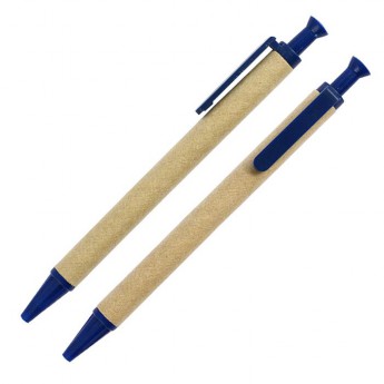 Купить Шариковая ЭКО ручка из картона с пластиковой кнопкой, клипом и наконечником, цвет тёмно-синий (654C)