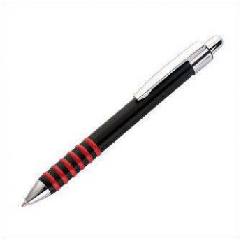Купить Металлическая ручка, корпус черный с резиновыми кольцами красного цвета