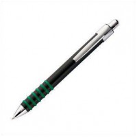 Металлическая ручка, корпус черный с резиновыми кольцами зеленого цвета