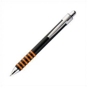 Купить Металлическая ручка, корпус черный с резиновыми кольцами оранжевого цвета