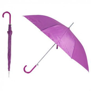 Купить Зонт-трость с пластиковой изогнутой ручкой, полуавтомат, цвет ручки и купола фиолетовый 254 С