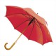 Зонт-трость с деревянной изогнутой ручкой, полуавтомат, цвет купола красный 179 C