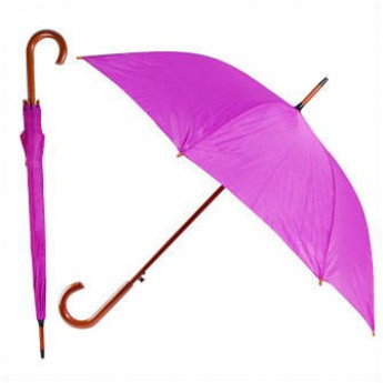 Купить Зонт-трость с деревянной изогнутой ручкой, полуавтомат, цвет купола фиолетовый 254 С