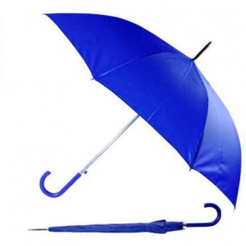 Купить Зонт-трость с пластиковой изогнутой ручкой, полуавтомат, цвет ручки и купола синий 286 С
