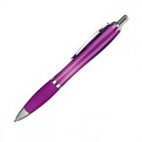 Ручка из полупрозрачного пластика, цвет корпуса и резинки фиолетовый (M Collection)