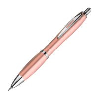 Пластиковая шариковая ручка с металлическим клипом, цвет розовый металлик (M Collection)