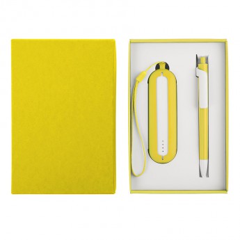 Купить Набор SEASHELL-1:универсальное зарядное устройство(2000 mAh) и ручка в подарочной коробке,желтый