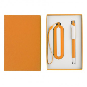 Купить Набор SEASHELL-1:универсальное зарядное устройство(2000 mAh) и ручка в подарочной коробке,оранжевый