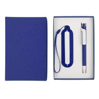 Купить Набор SEASHELL-1:универсальное зарядное устройство(2000 mAh) и ручка в подарочной коробке,синий