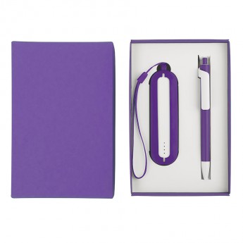 Купить Набор SEASHELL-1:универсальное зарядное устройство(2000 mAh) и ручка в подарочной коробке,фиолетовый