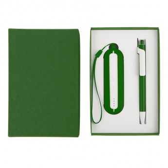 Купить Набор SEASHELL-1:универсальное зарядное устройство(2000 mAh) и ручка в подарочной коробке,зеленый